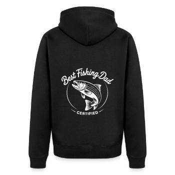 Bester Angelpapa Best Fishing Dad Approved - Unisex Premium Bio Zip Hoodie - Schwarz - Hinten - Nico (187cm)