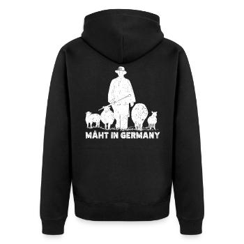Mäht in Germany Schafe Schafhirte Geschenk - Unisex Premium Bio Zip Hoodie - Schwarz - Hinten - Nico (187cm)