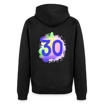30 Zahl Klecks - Unisex Premium Bio Zip Hoodie - Schwarz - Hinten - Nico (187cm)