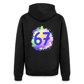 67 Number of blobs - Unisex Premium Organic Zip Hoodie - black - Back - Nico (187cm)
