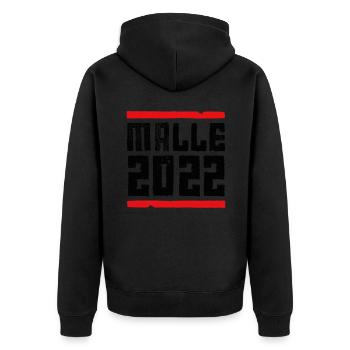 malle 2022 - Unisex Premium Bio Zip Hoodie - Schwarz - Hinten - Nico (187cm)