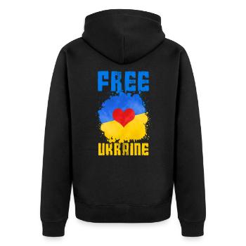 ukraine flag heart peace - Unisex Premium Organic Zip Hoodie - black - Back - Nico (187cm)