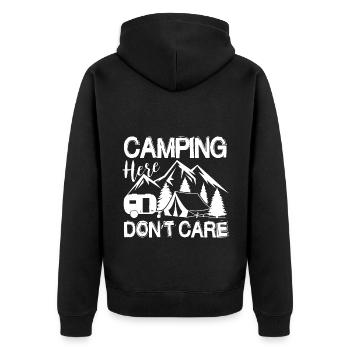 Camping Wohnmobil Van Vintage im Wohnwagen Caravan - Unisex Premium Bio Zip Hoodie - Schwarz - Hinten - Nico (187cm)