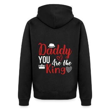 Papa you are the king, Dad you are the King - Unisex Premium Organic Zip Hoodie - black - Back - Nico (187cm)