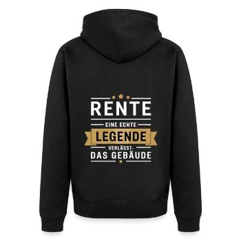 Rente Eine Echte Legende Verlässt Das Gebäude - Unisex Premium Bio Zip Hoodie - Schwarz - Hinten - Nico (187cm)