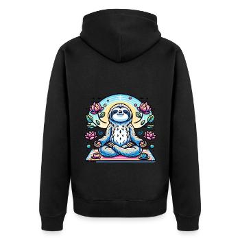 Méditer la paresse avec des fleurs et du thé - Veste à capuche bio Premium Unisexe - noir - Dos - Nico (187cm)