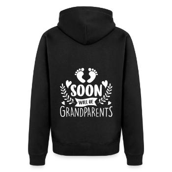 Nous serons bientôt grands-parents, nous serons grand-mère et grand-père - Veste à capuche bio Premium Unisexe - noir - Dos - Nico (187cm)