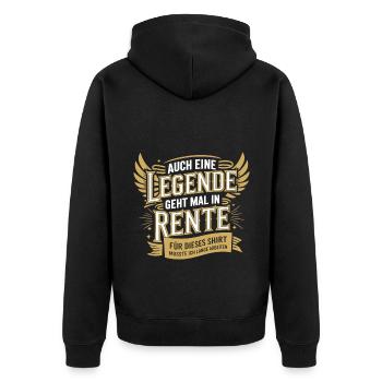 Auch Eine Legende Geht Mal In Rente - Unisex Premium Bio Zip Hoodie - Schwarz - Hinten - Nico (187cm)
