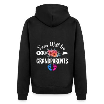 Nous serons bientôt grands-parents, nous serons grand-mère et grand-père - Veste à capuche bio Premium Unisexe - noir - Dos - Nico (187cm)