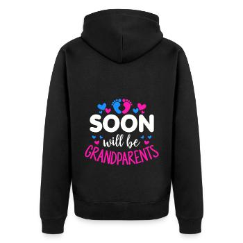 Nous serons bientôt grands-parents, nous serons grand-mère et grand-père - Veste à capuche bio Premium Unisexe - noir - Dos - Nico (187cm)