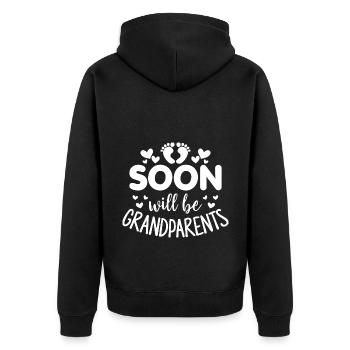 Bientôt nous serons grand-mère et grand-père, nous serons grands-parents - Veste à capuche bio Premium Unisexe - noir - Dos - Nico (187cm)