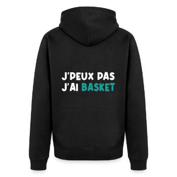 Je peux pas j'ai basket - Veste à capuche bio Premium Unisexe - noir - Dos - Nico (187cm)