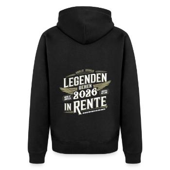 Legenden Gehen 2026 In Rente Absolut Einmalig - Unisex Premium Bio Zip Hoodie - Schwarz - Hinten - Nico (187cm)