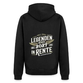Legenden Gehen 2027 In Rente Absolut Einmalig - Unisex Premium Bio Zip Hoodie - Schwarz - Hinten - Nico (187cm)