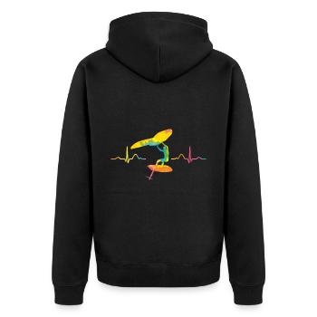 Flügel Surfer Wingsurfing Retro Folie Flügel - Unisex Premium Bio Zip Hoodie - Schwarz - Hinten - Nico (187cm)