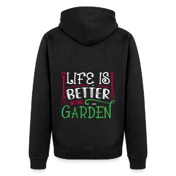 Jardinier dans le jardin Jardinier amateur prend soin des plantes - Veste à capuche bio Premium Unisexe - noir - Dos - Nico (187cm)