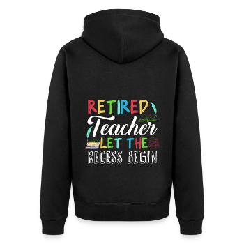 Lehrer im Ruhestand, Lehrer in Rente - Unisex Premium Bio Zip Hoodie - Schwarz - Hinten - Nico (187cm)