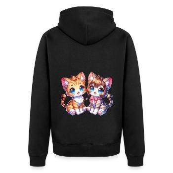 Mignon chaton amis avec cœur - Veste à capuche bio Premium Unisexe - noir - Dos - Nico (187cm)