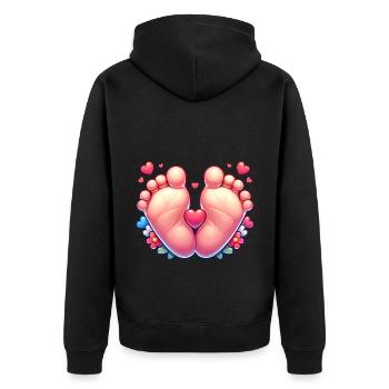 Pieds de bébé avec des cœurs et des fleurs - Veste à capuche bio Premium Unisexe - noir - Dos - Nico (187cm)