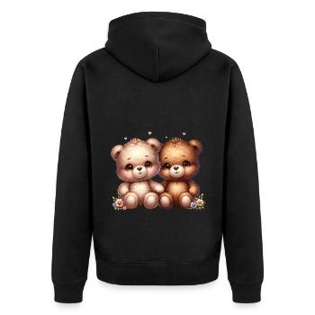 Niedliche Kuschelbären Freundschaft Liebevolle - Unisex Premium Bio Zip Hoodie - Schwarz - Hinten - Nico (187cm)