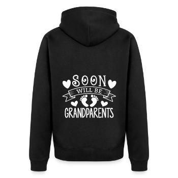 Bientôt nous serons grand-mère et grand-père, nous serons grands-parents - Veste à capuche bio Premium Unisexe - noir - Dos - Nico (187cm)