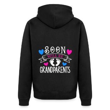 Bientôt nous serons grand-mère et grand-père, nous serons grands-parents - Veste à capuche bio Premium Unisexe - noir - Dos - Nico (187cm)