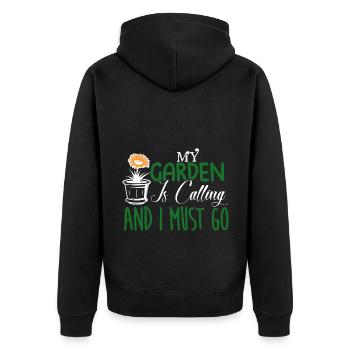 Gardener in the garden Hobby gardener cares for plants - Unisex Premium Organic Zip Hoodie - black - Back - Nico (187cm)