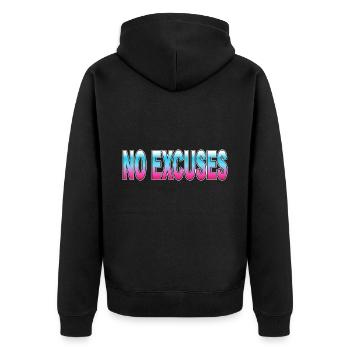 Pas d’excuses - Veste à capuche bio Premium Unisexe - noir - Dos - Nico (187cm)