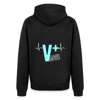 Blutgruppe Vodka Positiv - da steigt dein Puls - Unisex Premium Bio Zip Hoodie - Schwarz - Hinten - Nico (187cm)