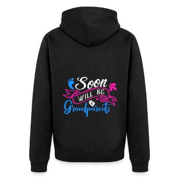 Bientôt nous serons grand-mère et grand-père, nous serons grands-parents - Veste à capuche bio Premium Unisexe - noir - Dos - Nico (187cm)