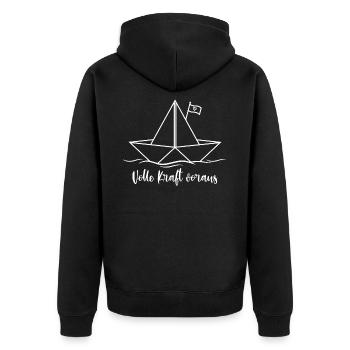 Volle Kraft voraus - Unisex Premium Bio Zip Hoodie - Schwarz - Hinten - Nico (187cm)