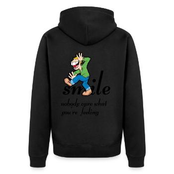gimlach,lijpe pas de stress,pas de panique - Veste à capuche bio Premium Unisexe - noir - Dos - Nico (187cm)