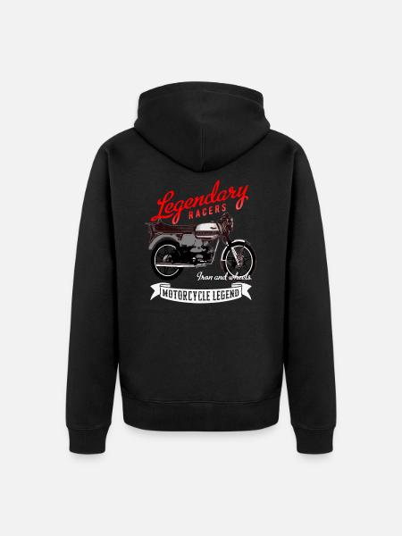 Kreidler Florett Kult Krad Knallert - Premium økologisk unisex-hættejakke - sort