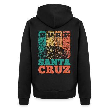 Santa Cruz Surf - Unisex Premium Bio Zip Hoodie - Schwarz - Hinten - Nico (187cm)