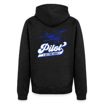 Fliegen Flieger Pilot Pilotin | Farben änderbar - Unisex Premium Bio Zip Hoodie - Schwarz - Hinten - Nico (187cm)