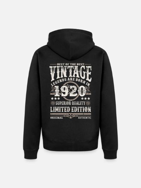 Legenden werden 1920 geboren - Unisex Premium Bio Zip Hoodie - Schwarz