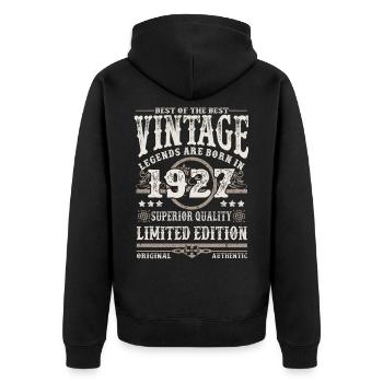Les légendes sont nées en 1927 - Veste à capuche bio Premium Unisexe - noir - Dos - Nico (187cm)