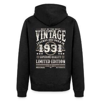 Les légendes sont nées en 1931 - Veste à capuche bio Premium Unisexe - noir - Dos - Nico (187cm)