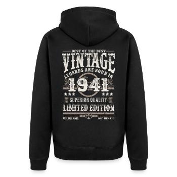 Legenden werden 1941 geboren - Unisex Premium Bio Zip Hoodie - Schwarz - Hinten - Nico (187cm)