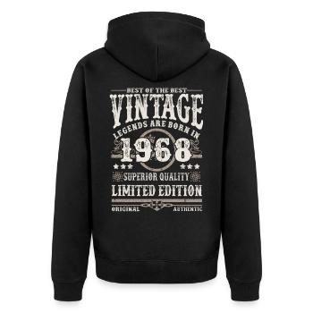 Legenden werden 1968 geboren - Unisex Premium Bio Zip Hoodie - Schwarz - Hinten - Nico (187cm)