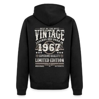 Legenden werden 1967 geboren - Unisex Premium Bio Zip Hoodie - Schwarz - Hinten - Nico (187cm)