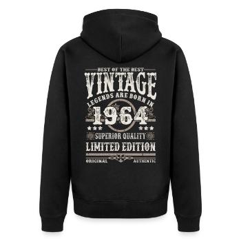 Legenden werden 1964 geboren - Unisex Premium Bio Zip Hoodie - Schwarz - Hinten - Nico (187cm)