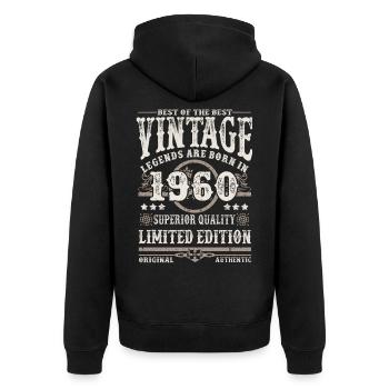 Legends are born in 1960 - Unisex Premium Organic Zip Hoodie - black - Back - Nico (187cm)