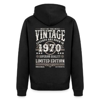 Legends are born in 1970 - Unisex Premium Organic Zip Hoodie - black - Back - Nico (187cm)