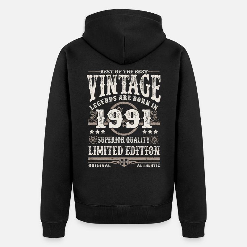 Les légendes sont nées en 1991 - Veste à capuche bio Premium Unisexe - noir