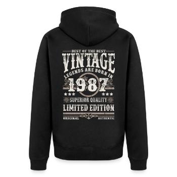 Legenden werden 1987 geboren - Unisex Premium Bio Zip Hoodie - Schwarz - Hinten - Nico (187cm)