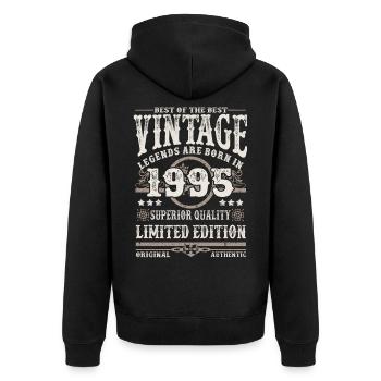 Legends are born in 1995 - Unisex Premium Organic Zip Hoodie - black - Back - Nico (187cm)