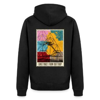 Bottrop Germany City Skyline Stamp Colorful - Unisex Premium Organic Zip Hoodie - black - Back - Nico (187cm)