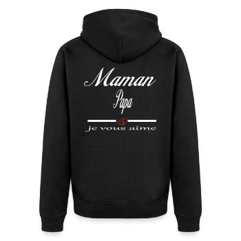 Maman Papa Je Vous Aime - Veste à capuche bio Premium Unisexe - noir - Dos - Nico (187cm)
