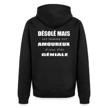 Homme Amoureux - Veste à capuche bio Premium Unisexe - noir - Dos - Nico (187cm)